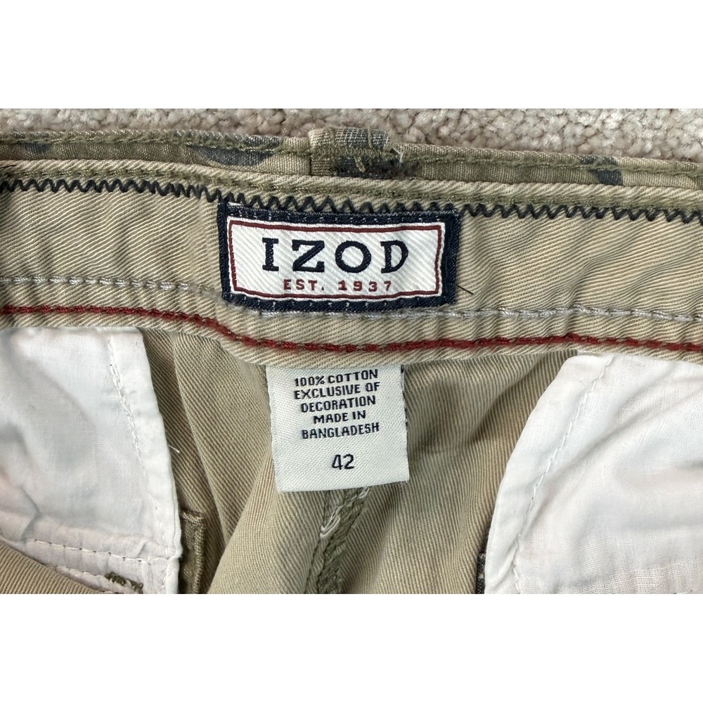 IZOD Cargo Shorts Men's 42 Brown Camouflage  10" Inseam Hiking Outdoor - Picture 3 of 8